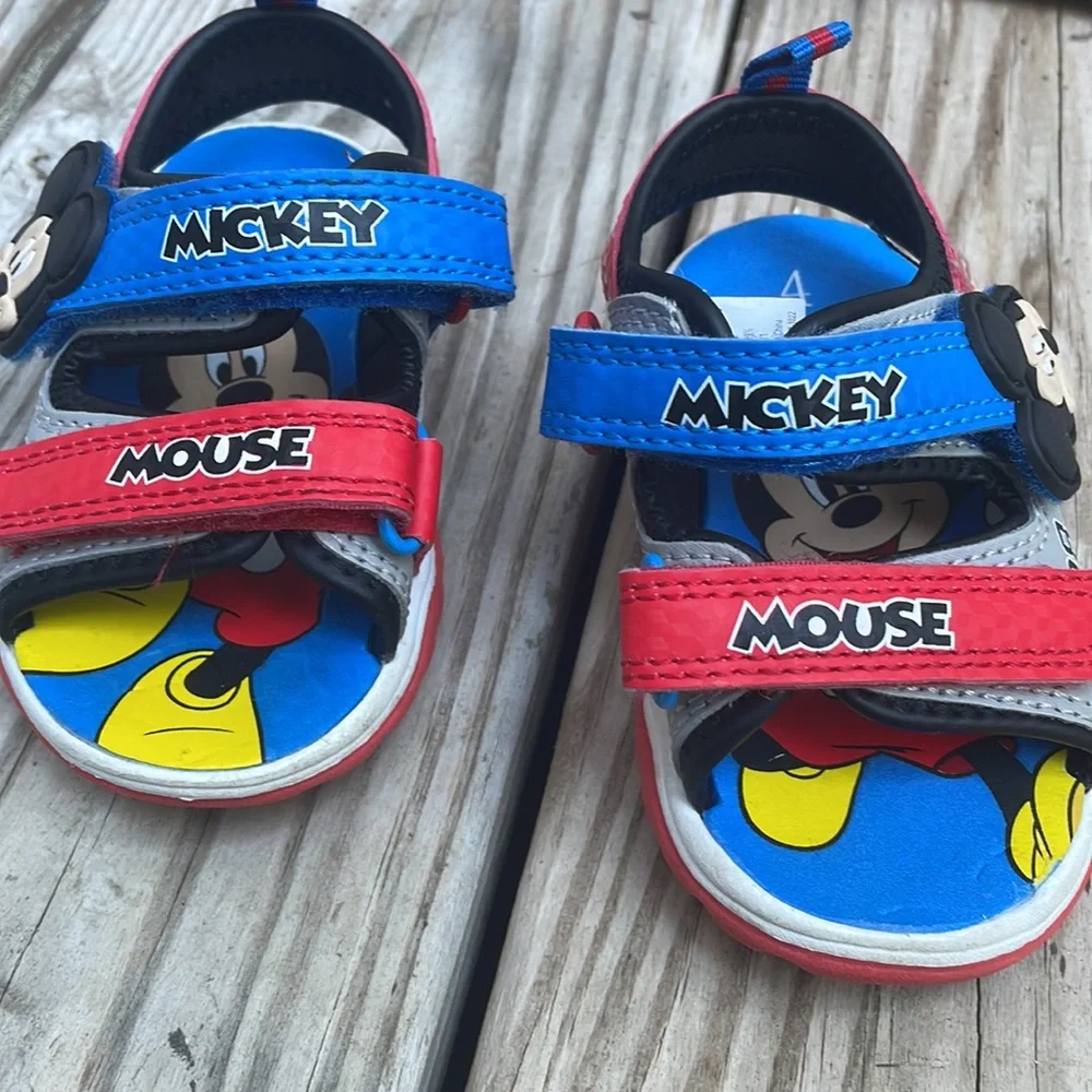 Disney Mickey Mouse Toddler Sandals Size 4 Blue Red